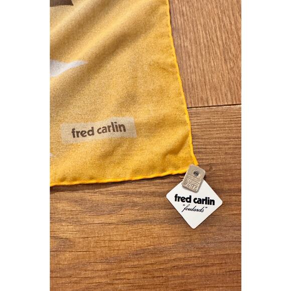 Rare Vintage 1960 Fred Carlin Foulards Floral Scarf Original Tag Hand Rolled Hem - Picture 4 of 8